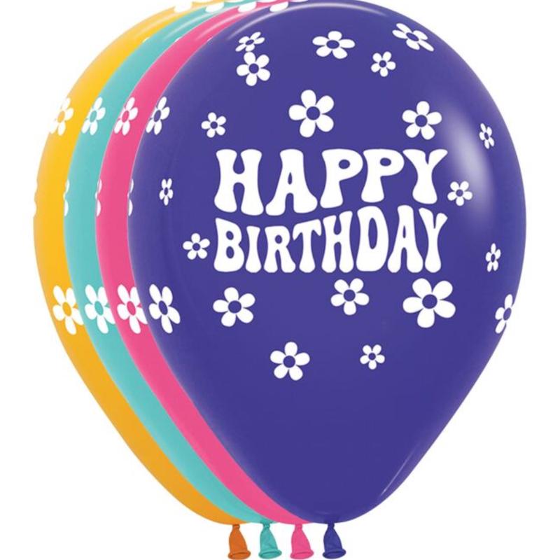 11" Hbday Daisies Latex 1ct, 11"