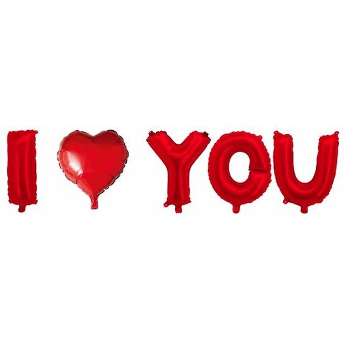 Air Filled I YOU Heart Red Mylar Balloon Banner 50 1 set